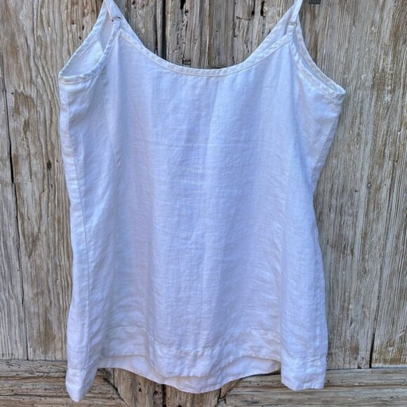 [New] Eileen Fisher (S) Ivory-White Organic Linen Sequined Cami Tank Top - Picture 5 of 8